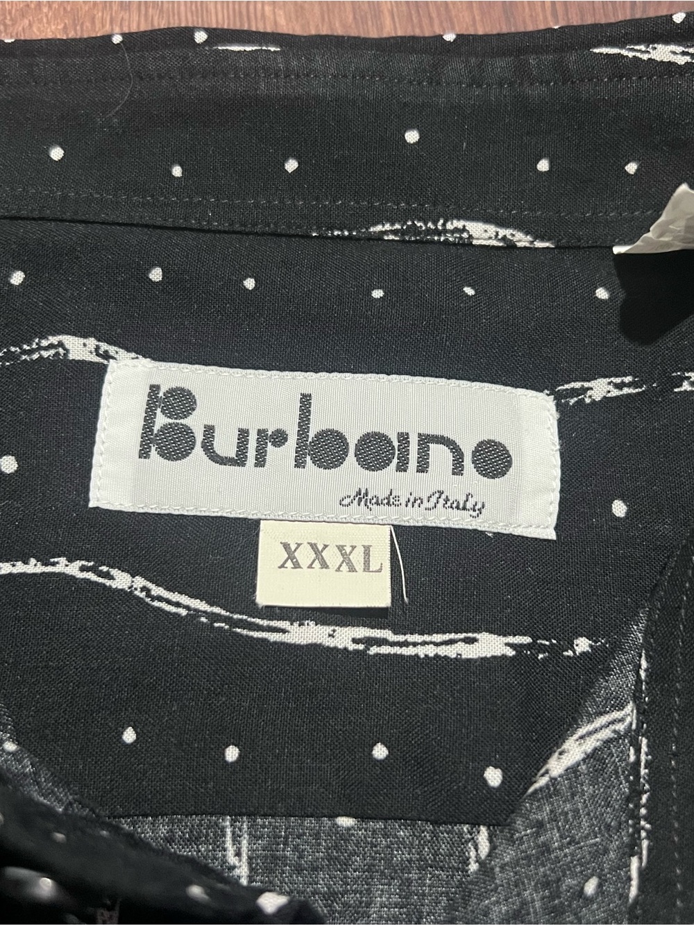 Vintage Burboino Italy Mens Shirt 3XL Black Polka Dot Brush Stroke Button Up